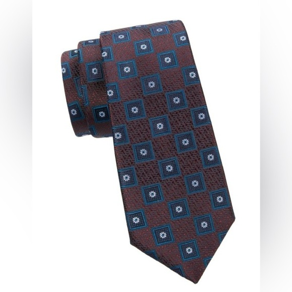 Canali Pattern Silk Tie 60” Long - Picture 5 of 6